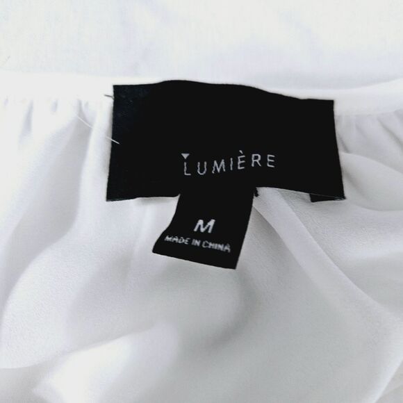 Lumiere Womens Blouse White Size Medium 100% Polyester Pullover Sleeveless Deep - Picture 5 of 12